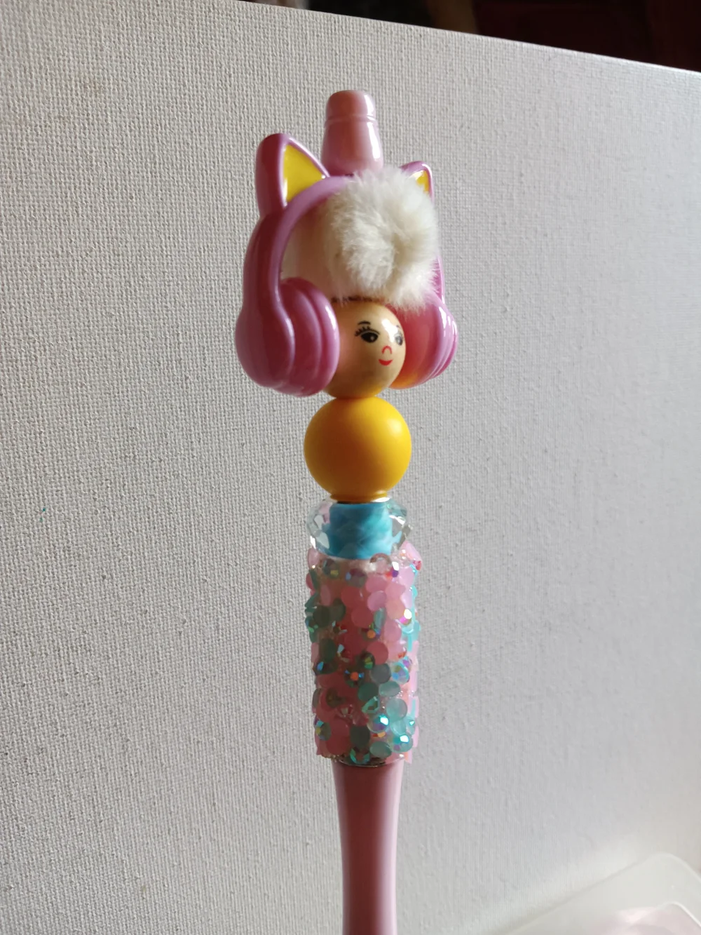 Cute Pink Cat-Ears Beadable Pen